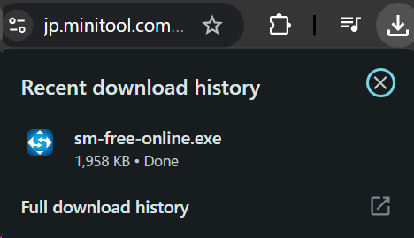 ダウンロード完了画面。sm-free-online.exe